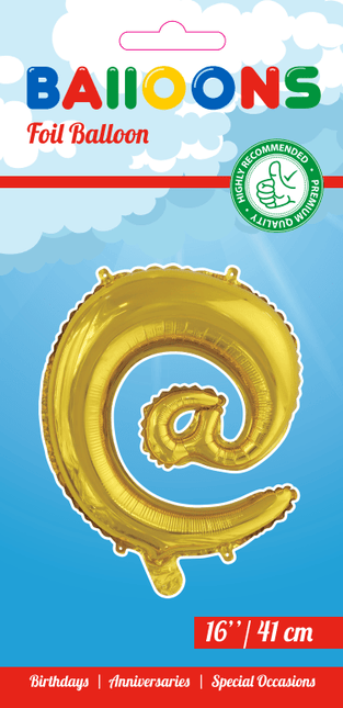 Folie Ballon Apenstaartje @ Goud 41cm met Rietje van WeFiesta koop je bij Partywinkel