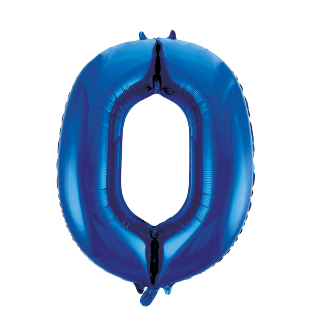 Folie Ballon Cijfer 0 Blauw XL 86cm leeg - Partywinkel - 5712735007258