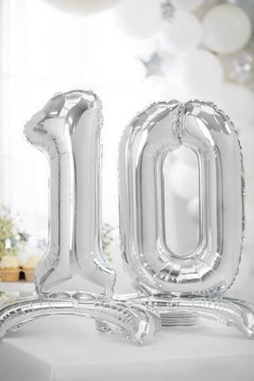 Folie Ballon Cijfer 0 Zilver Standaard Leeg 70cm van Partydeco koop je bij Partywinkel