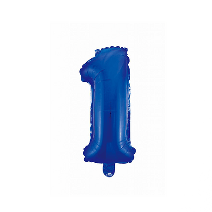 Folie Ballon Cijfer 1 Blauw 41cm met Rietje van WeFiesta koop je bij Partywinkel