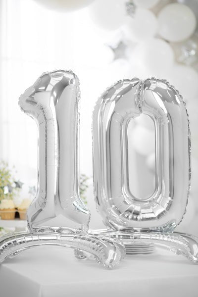 Folie Ballon Cijfer 1 Zilver Standaard Leeg 70cm van Partydeco koop je bij Partywinkel