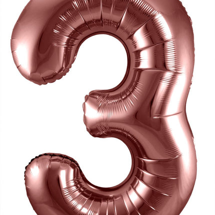 Folie Ballon Cijfer 3 Brons XL 86cm leeg van Folat koop je bij Partywinkel