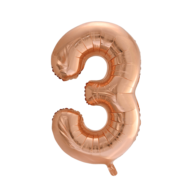 Folie Ballon Cijfer 3 Rose Goud XL 86cm leeg van WeFiesta koop je bij Partywinkel