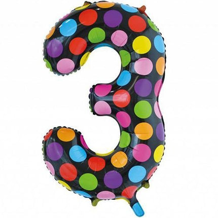 Folie Ballon Cijfer 3 Stippen XL 86cm leeg van WeFiesta koop je bij Partywinkel