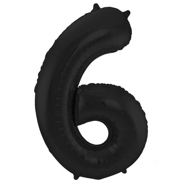 Folie Ballon Cijfer 6 Mat Zwart XL 86cm leeg van Folat koop je bij Partywinkel