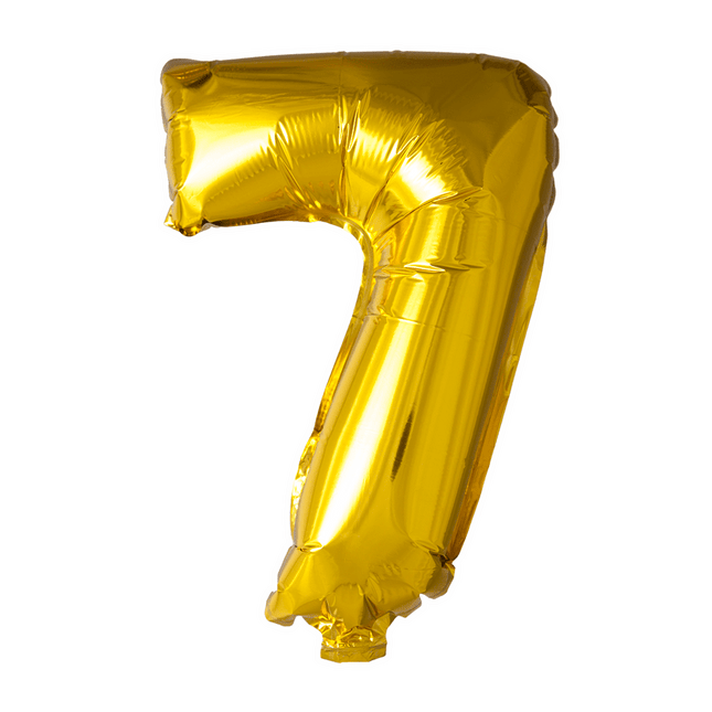 Folie Ballon Cijfer 7 Goud 41cm met Rietje van WeFiesta koop je bij Partywinkel