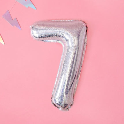 Folie Ballon Cijfer 7 Holografisch 35cm van Partydeco koop je bij Partywinkel