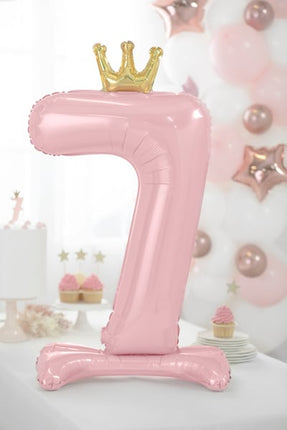 Folie Ballon Cijfer 7 Lichtroze Standaard Leeg 84cm van Partydeco koop je bij Partywinkel