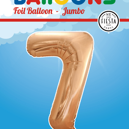 Folie Ballon Cijfer 7 Rose Goud XL 86cm leeg van WeFiesta koop je bij Partywinkel
