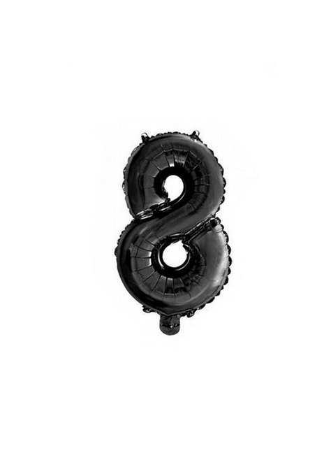Folie Ballon Cijfer 8 Zwart 41cm met Rietje van WeFiesta koop je bij Partywinkel