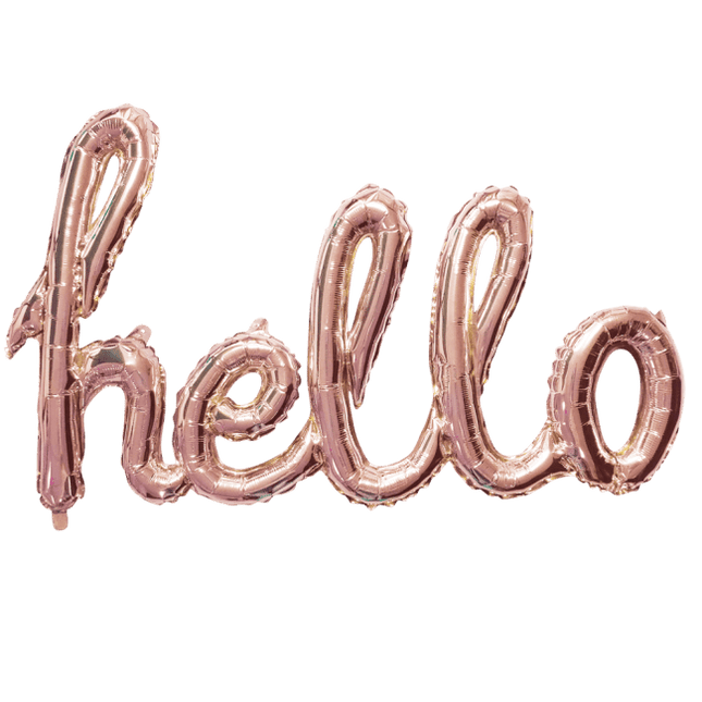 Folie Ballon Hello Rose Goud 1,19m leeg van WeFiesta koop je bij Partywinkel