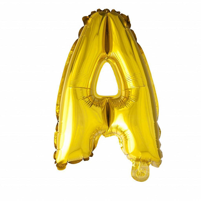 Folie Ballon Letter A Goud 41cm met Rietje van WeFiesta koop je bij Partywinkel