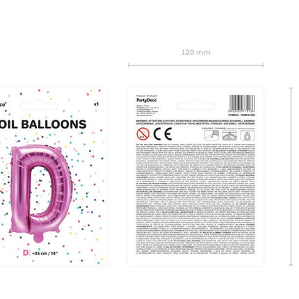 Folie Ballon Letter D Roze Leeg 35cm van Partydeco koop je bij Partywinkel