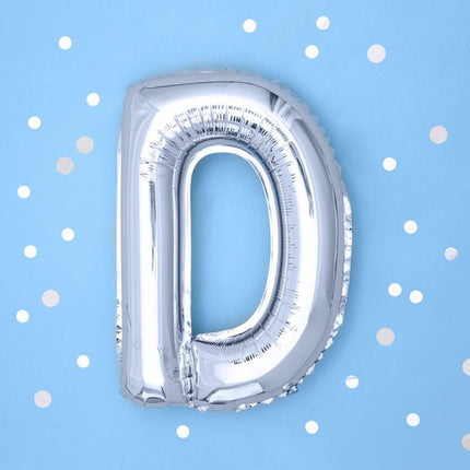 Folie Ballon Letter D Zilver Leeg 35cm van Partydeco koop je bij Partywinkel