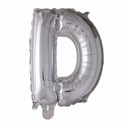 Folie Ballon Letter D Zilver XL 102cm leeg van WeFiesta koop je bij Partywinkel