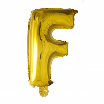 Folie Ballon Letter F Goud XL 102cm leeg van WeFiesta koop je bij Partywinkel