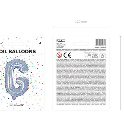 Folie Ballon Letter G Holografisch Leeg 35cm van Partydeco koop je bij Partywinkel