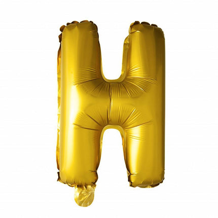 Folie Ballon Letter H Goud 41cm met Rietje van WeFiesta koop je bij Partywinkel