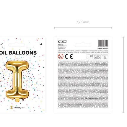 Folie Ballon Letter I Goud Leeg 35cm van Partydeco koop je bij Partywinkel