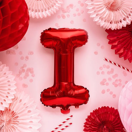 Folie Ballon Letter I Rood Leeg 35cm van Partydeco koop je bij Partywinkel
