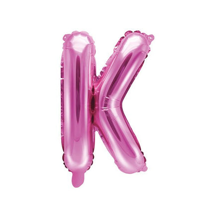 Folie Ballon Letter K Roze Leeg 35cm van Partydeco koop je bij Partywinkel