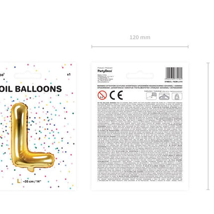 Folie Ballon Letter L Goud Leeg 35cm van Partydeco koop je bij Partywinkel