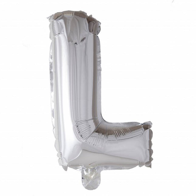 Folie Ballon Letter L Zilver XL 102cm leeg van WeFiesta koop je bij Partywinkel