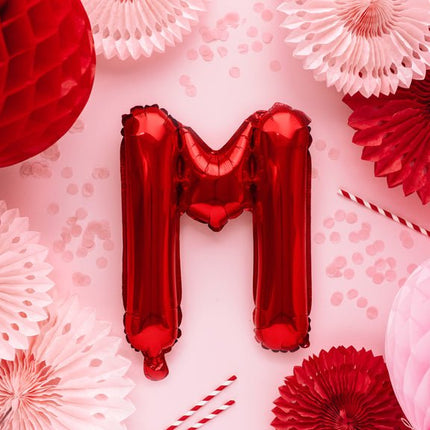 Folie Ballon Letter M Rood Leeg 35cm van Partydeco koop je bij Partywinkel