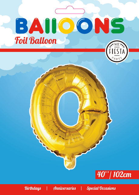 Folie Ballon Letter O Goud XL 102cm leeg van WeFiesta koop je bij Partywinkel