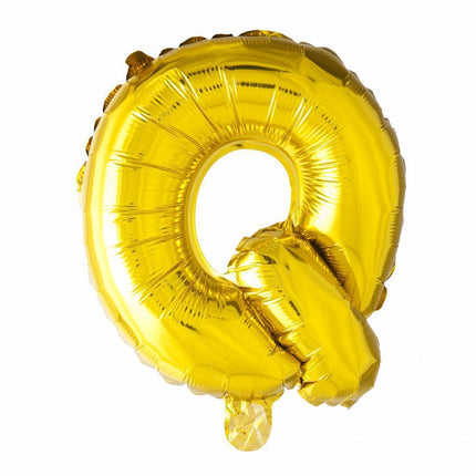 Folie Ballon Letter Q Goud 41cm met Rietje van WeFiesta koop je bij Partywinkel
