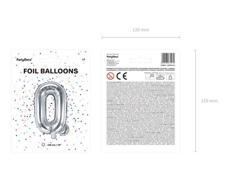 Folie Ballon Letter Q Zilver Leeg 35cm van Partydeco koop je bij Partywinkel