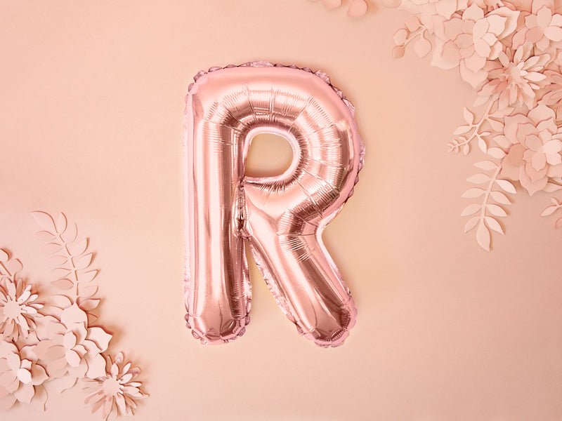 Folie Ballon Letter R Rose Goud Leeg 35cm van Partydeco koop je bij Partywinkel