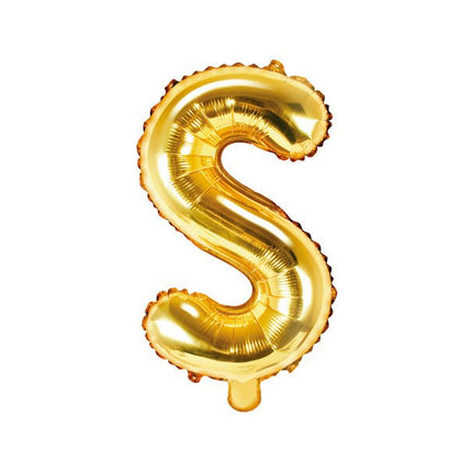 Folie Ballon Letter S Goud Leeg 35cm van Partydeco koop je bij Partywinkel