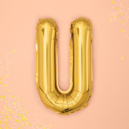 Folie Ballon Letter U Goud Leeg 35cm van Partydeco koop je bij Partywinkel