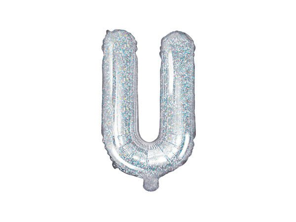Folie Ballon Letter U Holografisch Leeg 35cm van Partydeco koop je bij Partywinkel