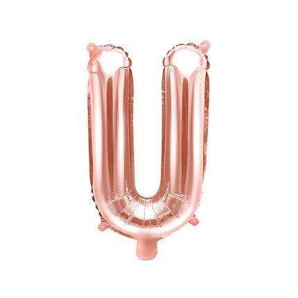 Folie Ballon Letter U Rose Goud Leeg 35cm van Partydeco koop je bij Partywinkel