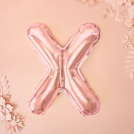 Folie Ballon Letter X Rose Goud Leeg 35cm van Partydeco koop je bij Partywinkel