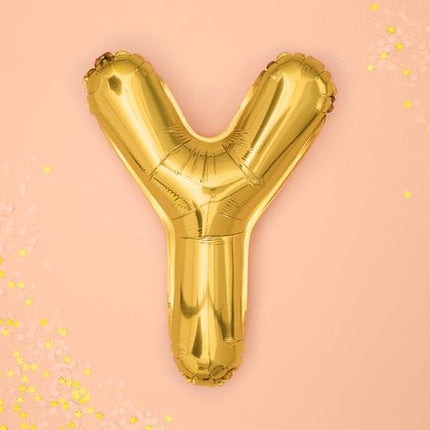 Folie Ballon Letter Y Goud Leeg 35cm van Partydeco koop je bij Partywinkel