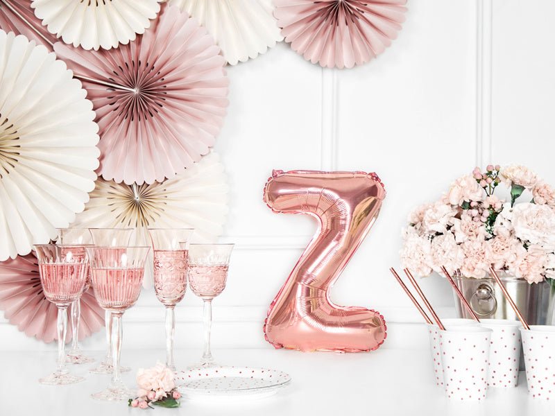 Folie Ballon Letter Z Rose Goud Leeg 35cm van Partydeco koop je bij Partywinkel