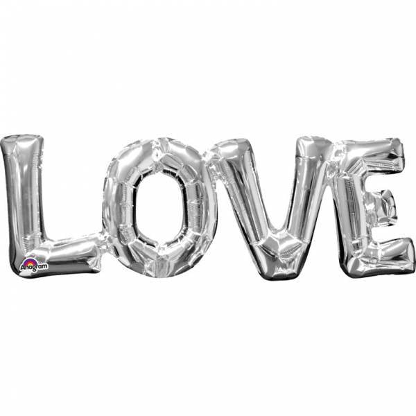 Folie Ballon Love Zilver 63cm - Partywinkel - 026635331012