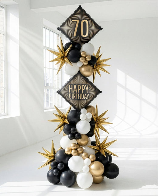 Folie Helium Ballon 70 Jaar Zwart Goud 46cm Leeg van Partydeco koop je bij Partywinkel