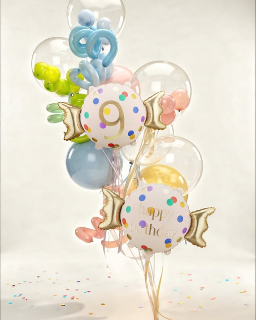 Folie Helium Ballon 9 Jaar Snoep 61cm Leeg van Partydeco koop je bij Partywinkel