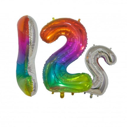 Folieballon Cijfer 2 Regenboog Transparant 66cm van WeFiesta koop je bij Partywinkel