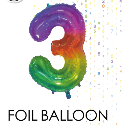 Folieballon Cijfer 3 Regenboog Transparant 66cm van WeFiesta koop je bij Partywinkel