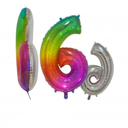 Folieballon Cijfer 6 Regenboog Transparant 66cm van WeFiesta koop je bij Partywinkel