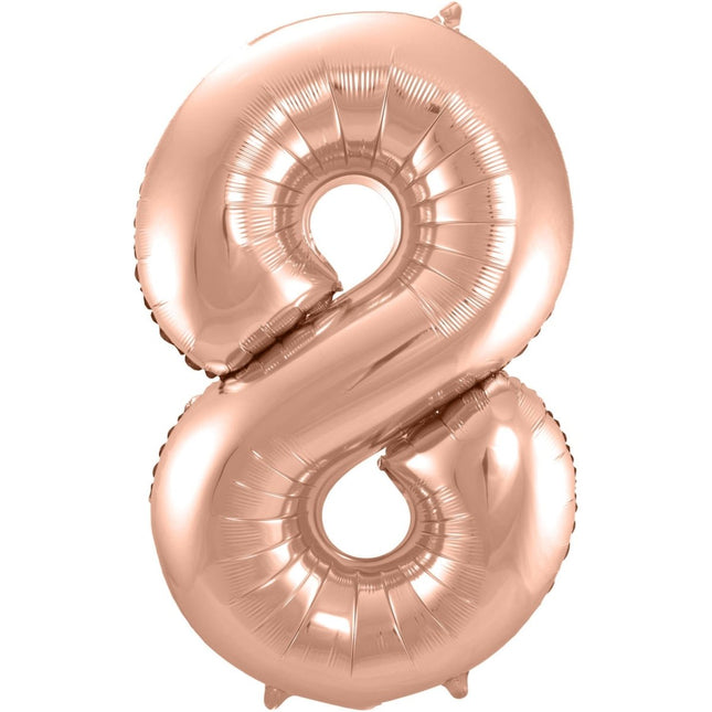 Folieballon Cijfer 8 - Rosé Goud - 86 cm van Folat koop je bij Partywinkel