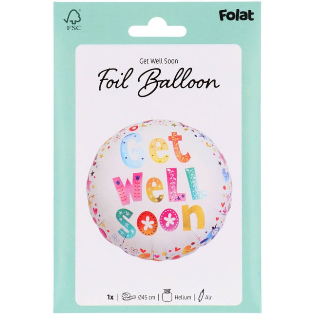 Folieballon Get Well Soon Bloemen - 45cm van Folat koop je bij Partywinkel