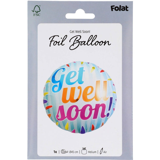 Folieballon Get Well Soon Meerkleurig - 45cm van Folat koop je bij Partywinkel