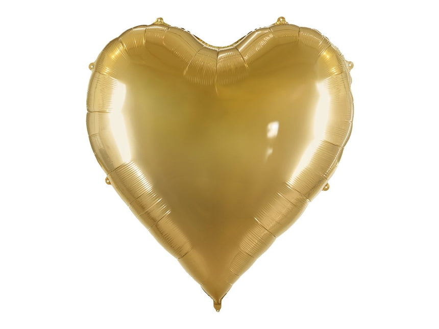 Folieballon Hart XXL, 136x129 cm, goudkleurig van Partydeco koop je bij Partywinkel