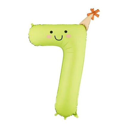 Folieballon met het cijfer "7", 86 cm, lichtgroen van Partydeco koop je bij Partywinkel